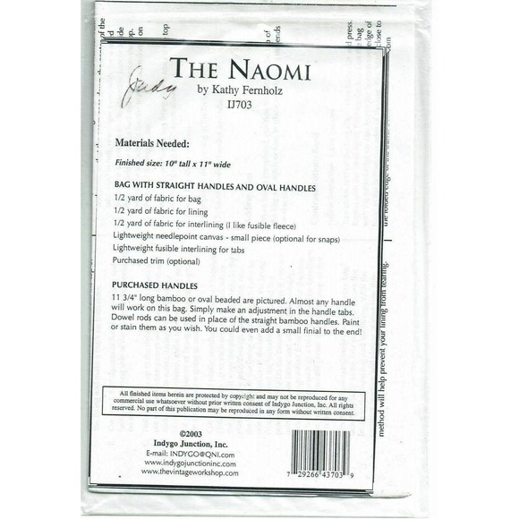 Kathy Fernholz The Naomi Tote Bag Sew Pattern - Picture 2 of 2